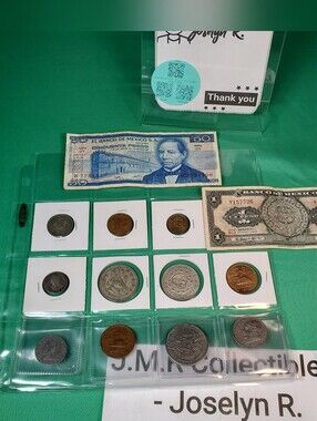 Mexican Currency Lot: 50 & 1 Peso Banknotes (1969) with Assorted Mexican